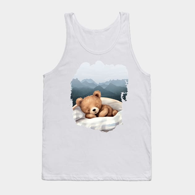 CUTE Teddy Bear Sleeping AND Watercolor Mountains Tank Top by Alienated